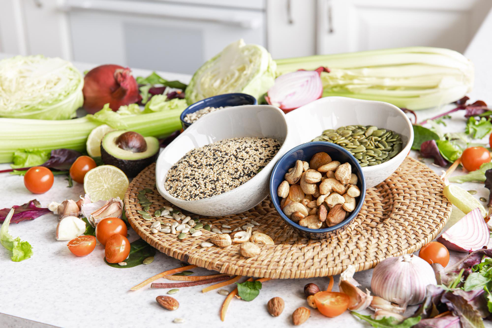 Fresh vegetables and whole grains for diabetes management